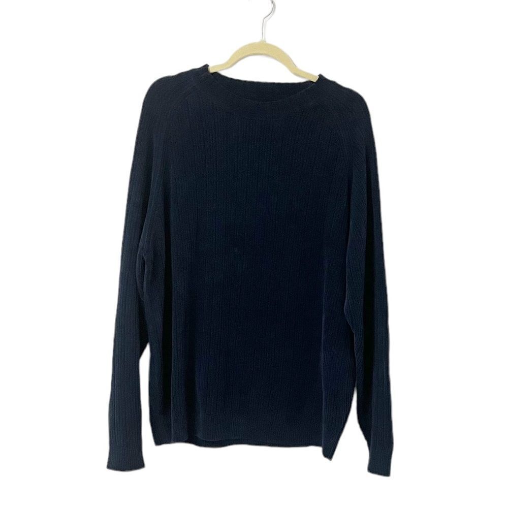🟢Tommy Bahama Navy Chenille Ribbed Knit Crew Neck Sweaters Size M